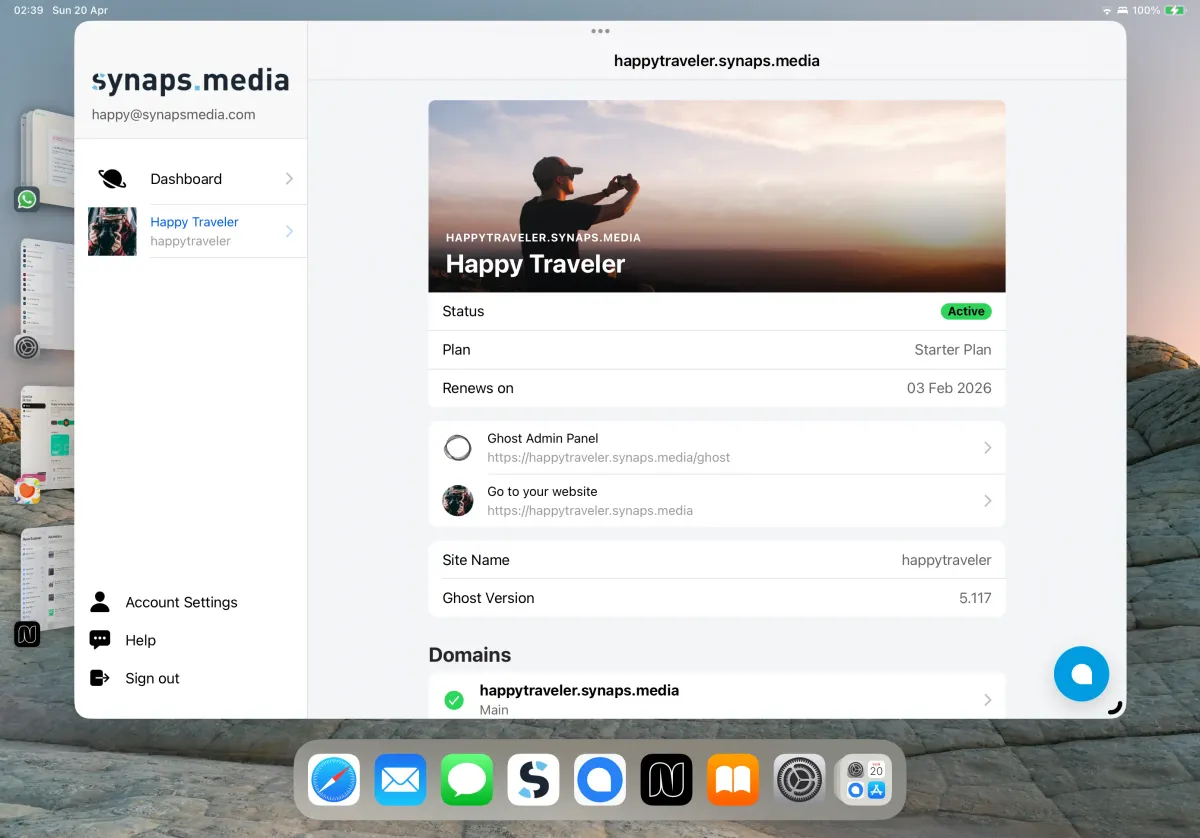 Using Synaps Media Panel as Web App